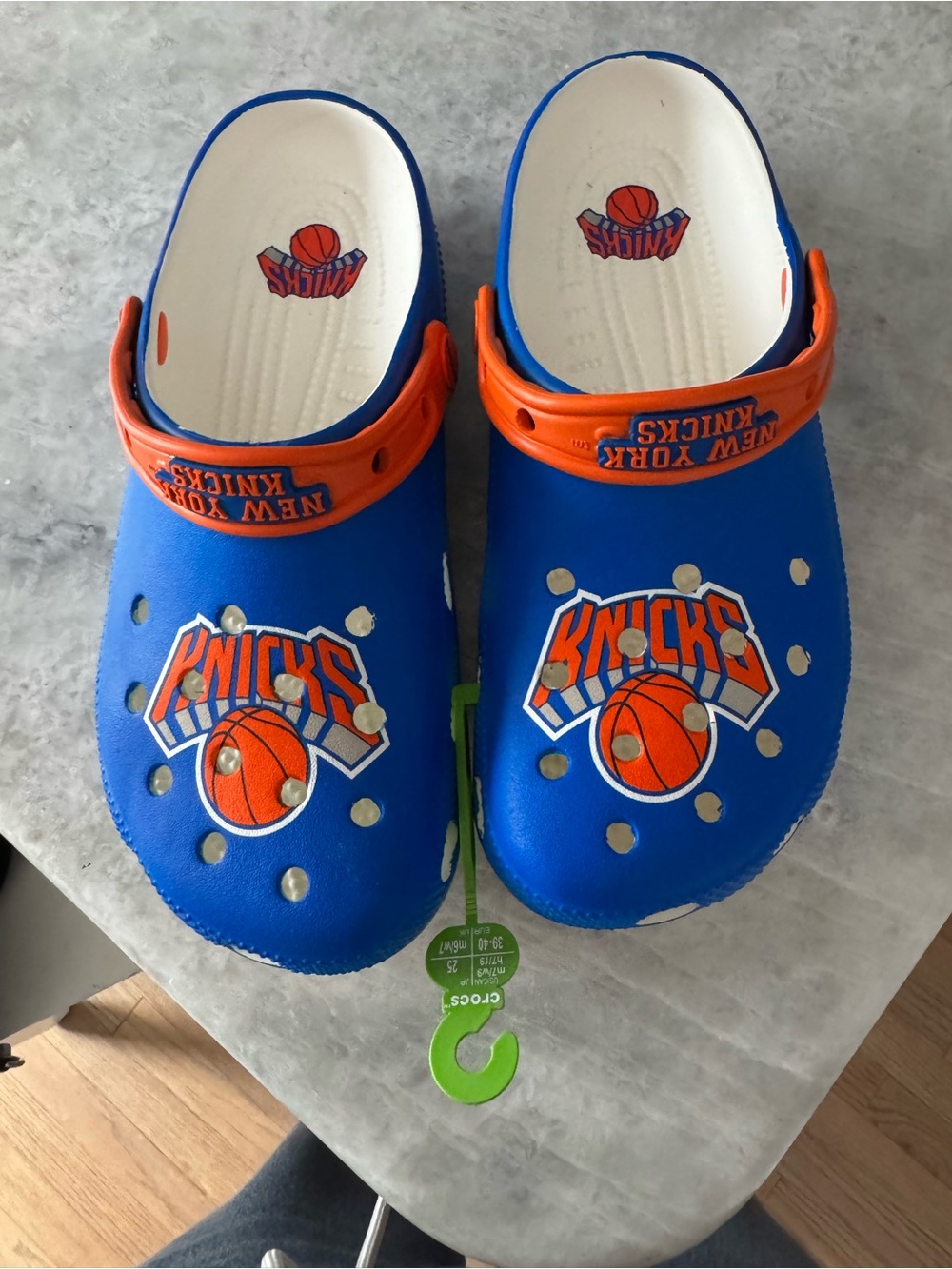 CROCS Kids Blue Clog Sandals with Orange Knicks Strap